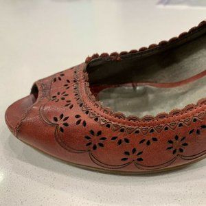 Red Leather High Heel Shoes (39 / 8.5)